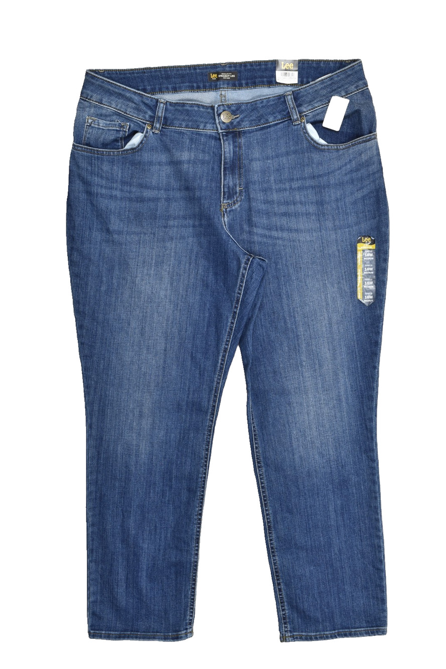 NEW Lee Plus Women's 18W Medium Straight Leg Mid Rise Jeans Blue Denim NWT
